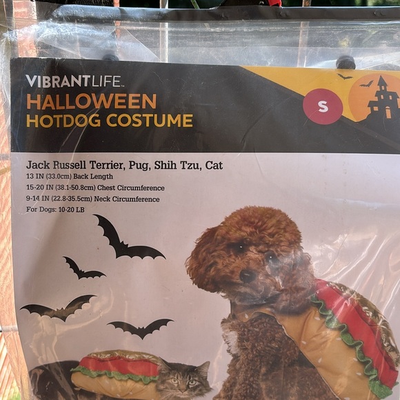 NWT Vibrant Life Halloween HotDog Costume Jack Russell Pug Shih Tzu Cat Back 13” - Picture 6 of 16